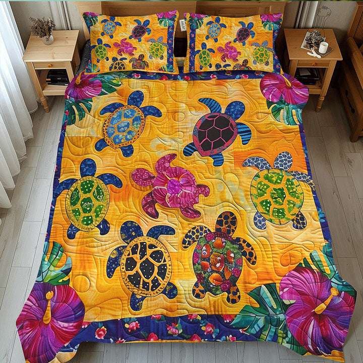 Hibiscus Skildpadde 3-delt Quiltet Sengetøjssæt NCU0TL466