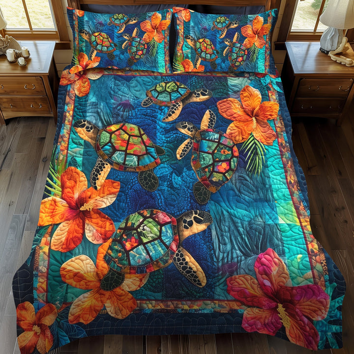Hibiscus Turtle Bay 3-delt quiltet sengetøjssæt NCU0TL485