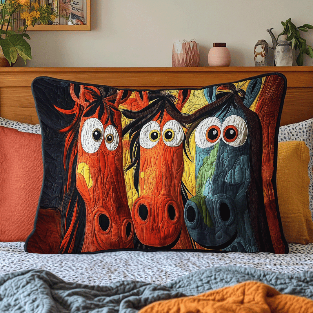 Sjove Hest Quilted Sengelinned Pude Betræk NCU0DV5473