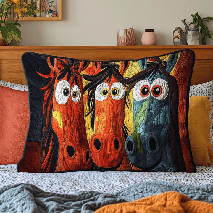 Sjove Hest Quilted Sengelinned Pude Betræk NCU0DV5473