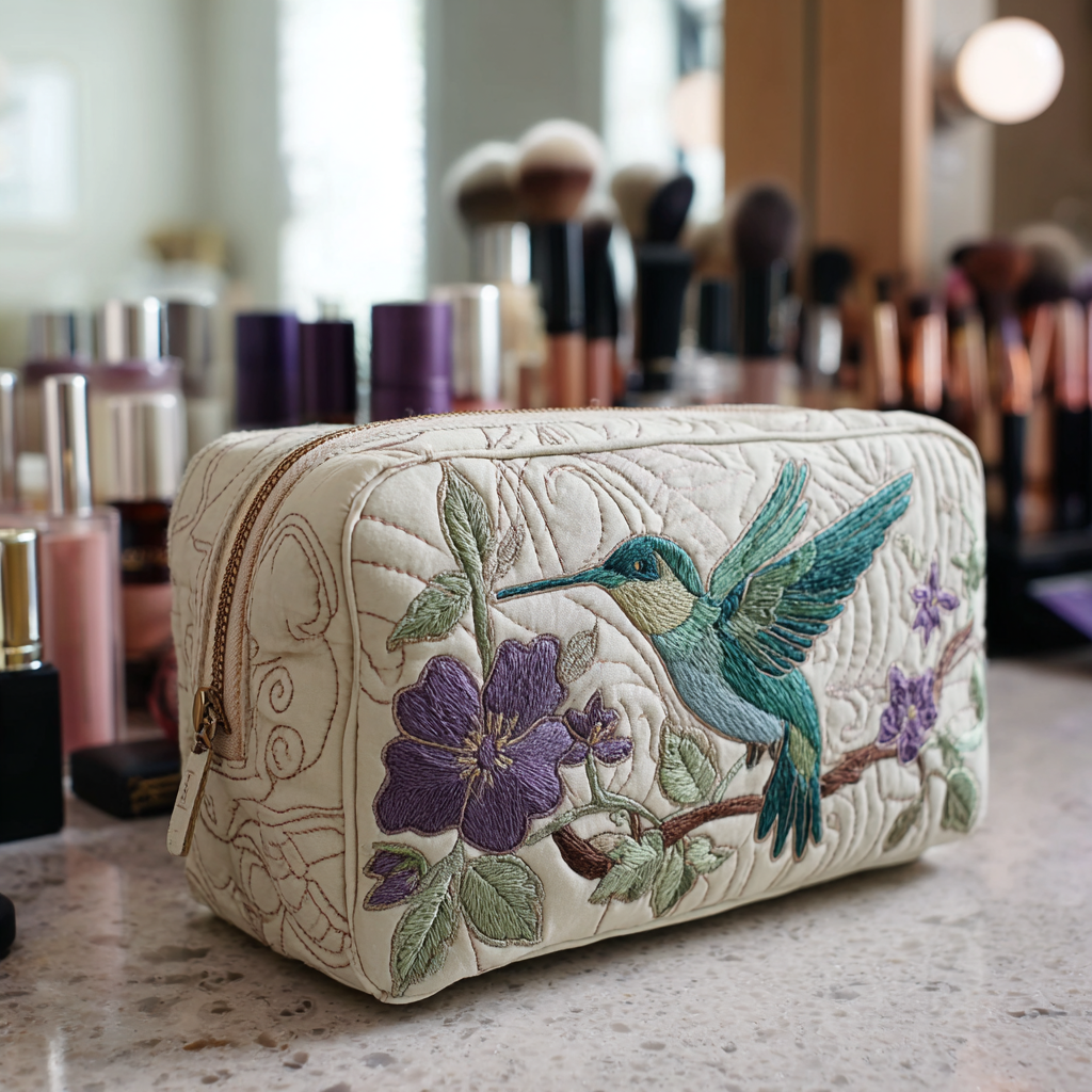 Hummingbird Bloom Quiltet Makeup Taske NCU0DK10213