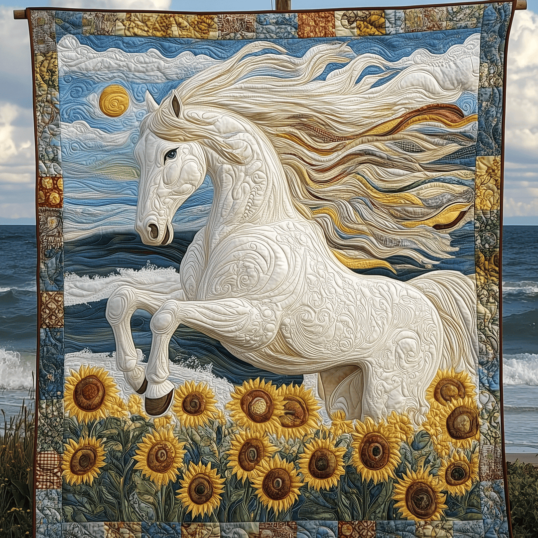 Elfenben Hingst Kunst Quilt Vægophæng NCU0TH1695