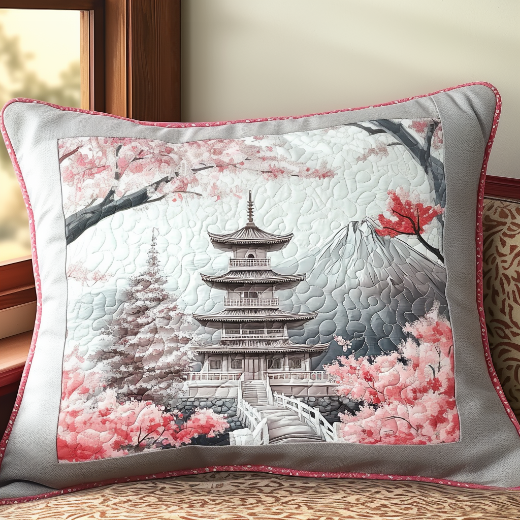 Japansk Blomst Pagode Quiltet Sengetøj Pude Betræk NCU0DV6035