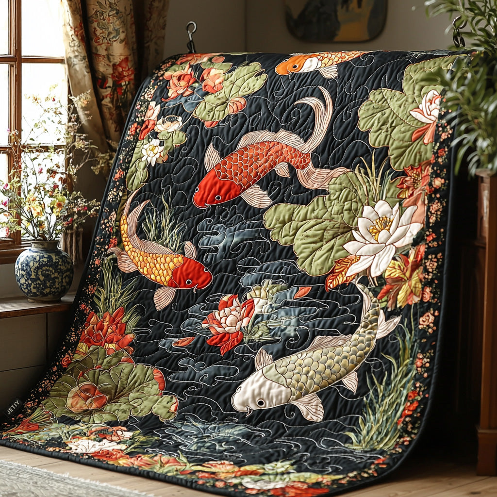 Japansk Koi Elegance Quiltet Tæppe NCU0DV6424