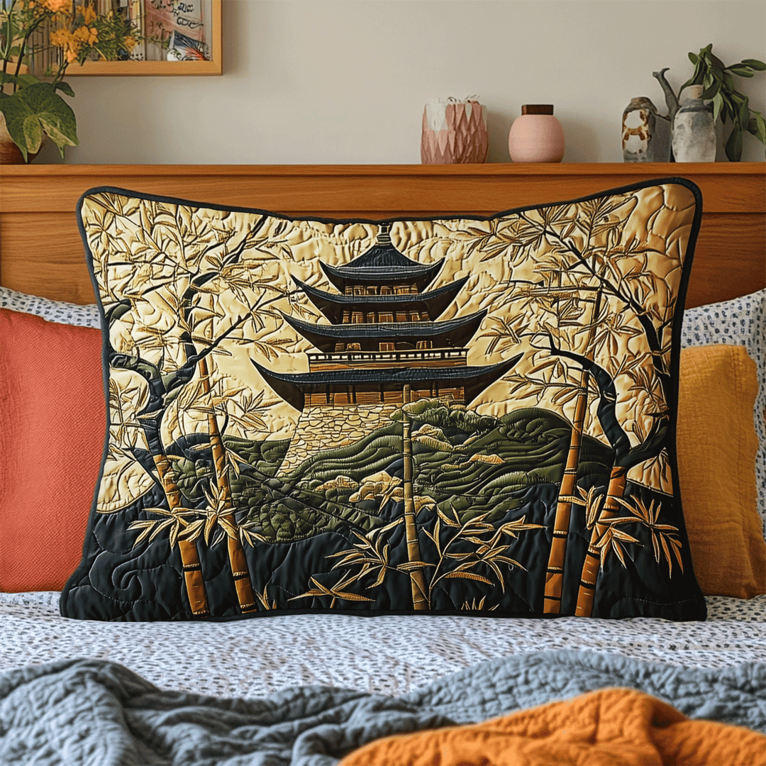 Japansk Pagode Gyldne Sti Quiltet Sengetøj Pude Betræk NCU0DV6398