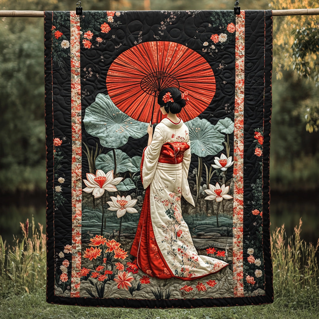 Japansk Geisha Elegance Quiltet Tæppe NCU0DV6612