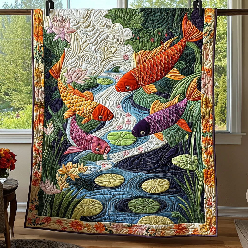 Japansk Koi Charmeret Quilt Tæppe NCU0DV6423