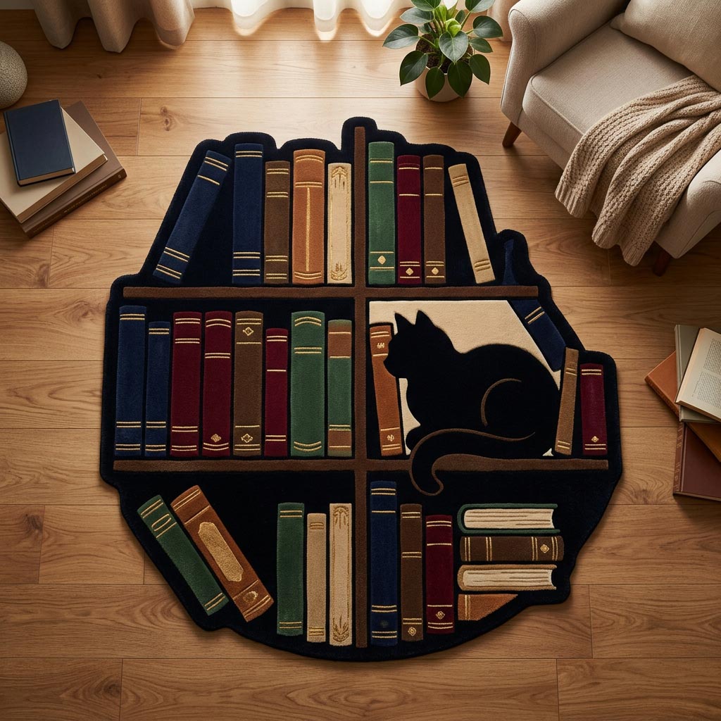 Bibliotek Kat Tilpasset Form Områdetæppe NCU0TD2645