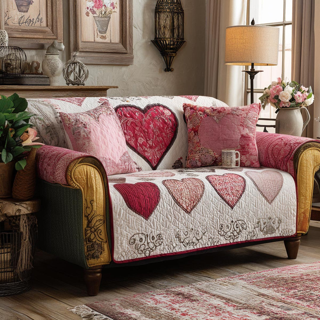 Hjerte Quiltet Sofa Dække NCU0VT371