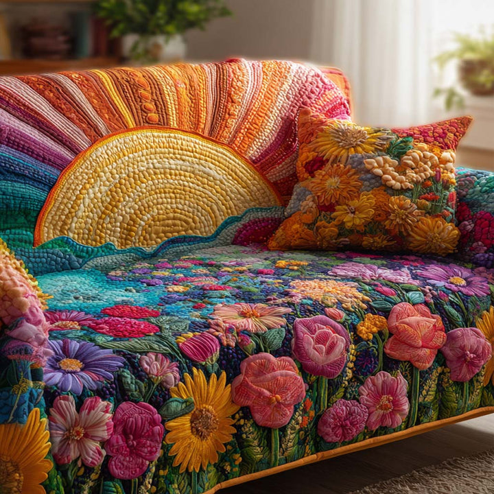 Engblomstrende Stråler Quilted Sofa Cover NCU0XD2069