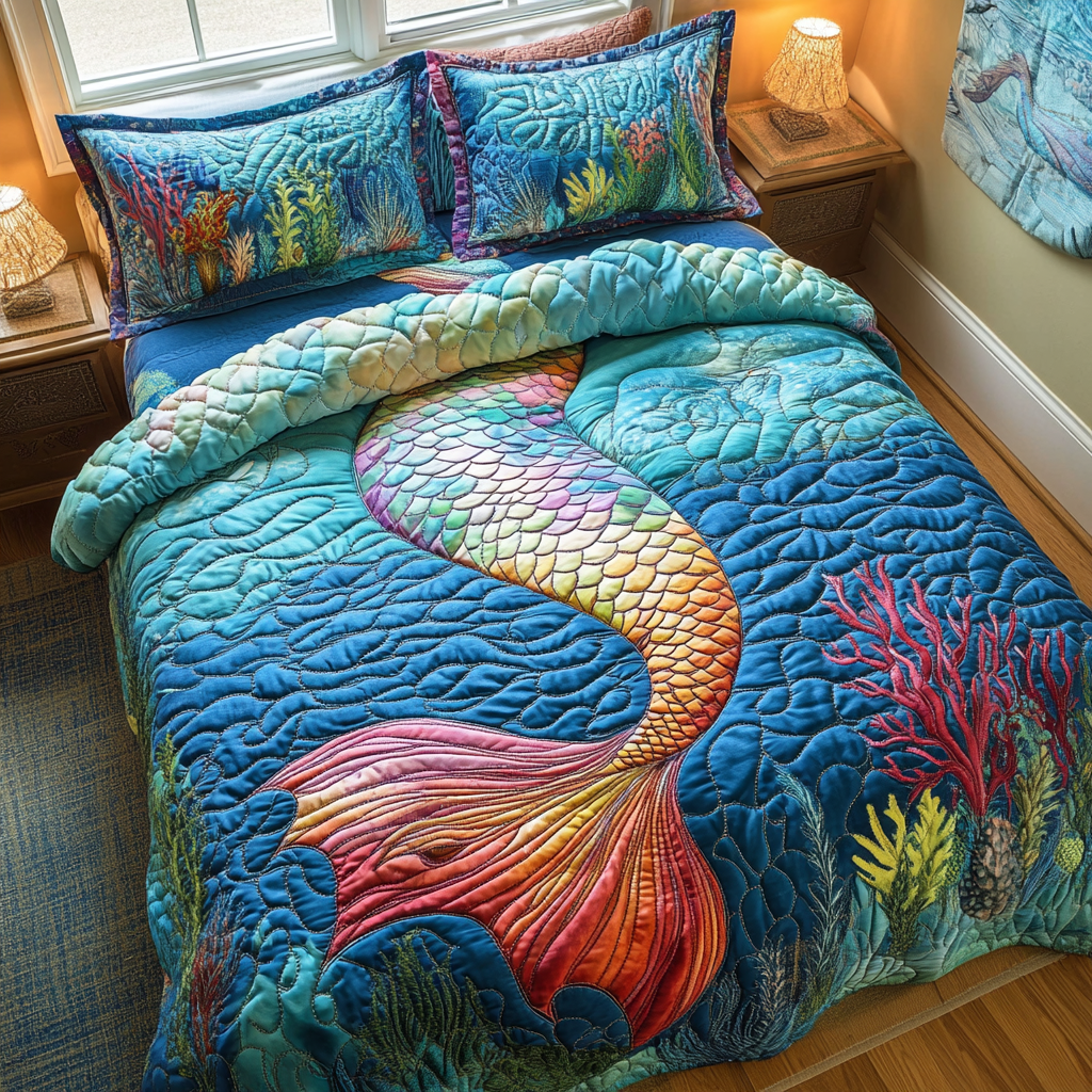 Mermaid Hideaway 3-delt quiltet sengetøjssæt NCU0DV1925