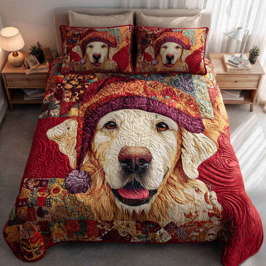 Golden Retriever 3-delt quiltet sengetøjssæt NCU0VT253