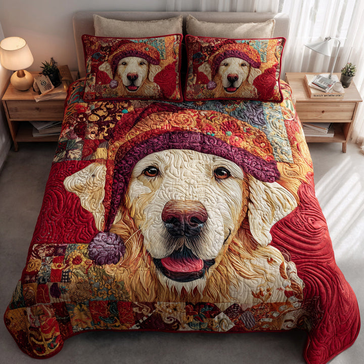 Golden Retriever 3-delt quiltet sengetøjssæt NCU0VT253