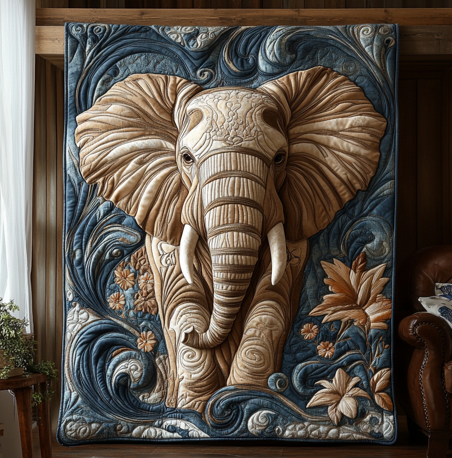 Midnat Elefant Quiltet Tæppe NCU0DV2200