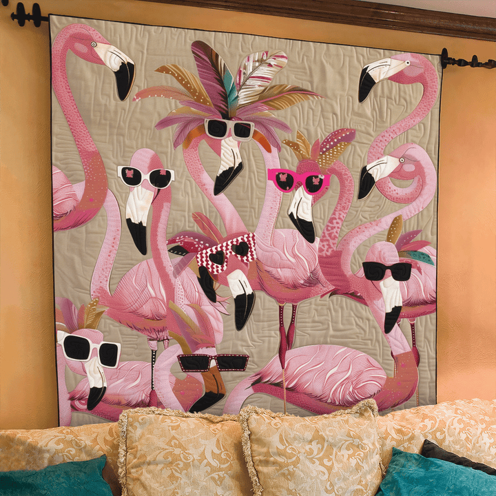 Tropisk Flamingo Delight Quiltet Tæppe NCU0TL748