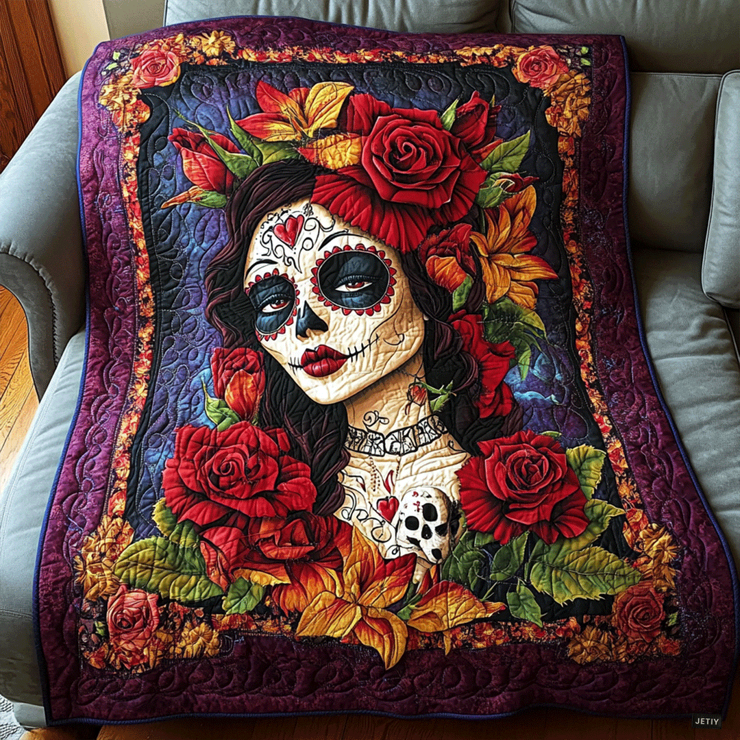 Mystisk Blomsterkranie Quilted Tæppe NCU0TL1909