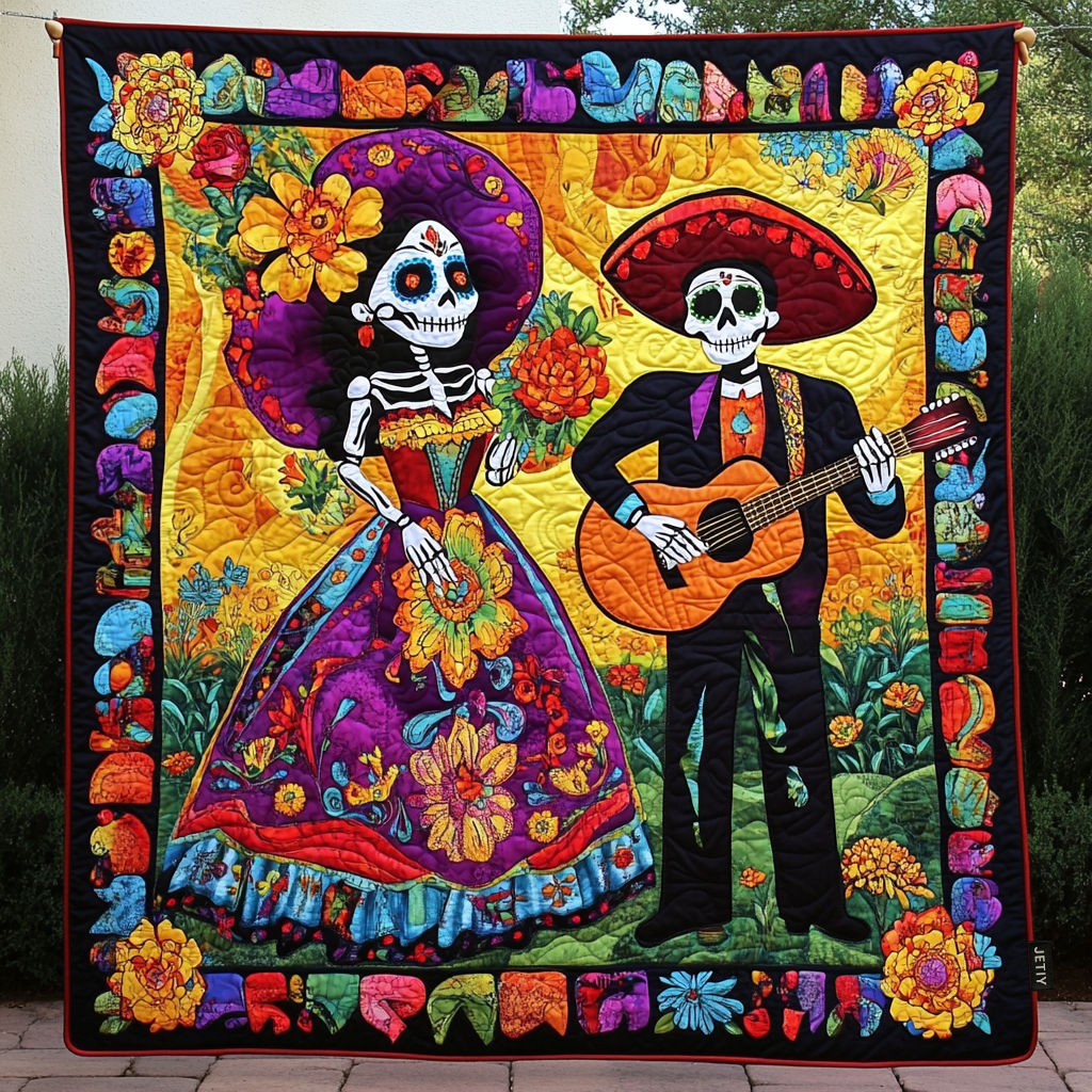 Dia De Los Muertos Quiltet Tæppe NCU0PD563