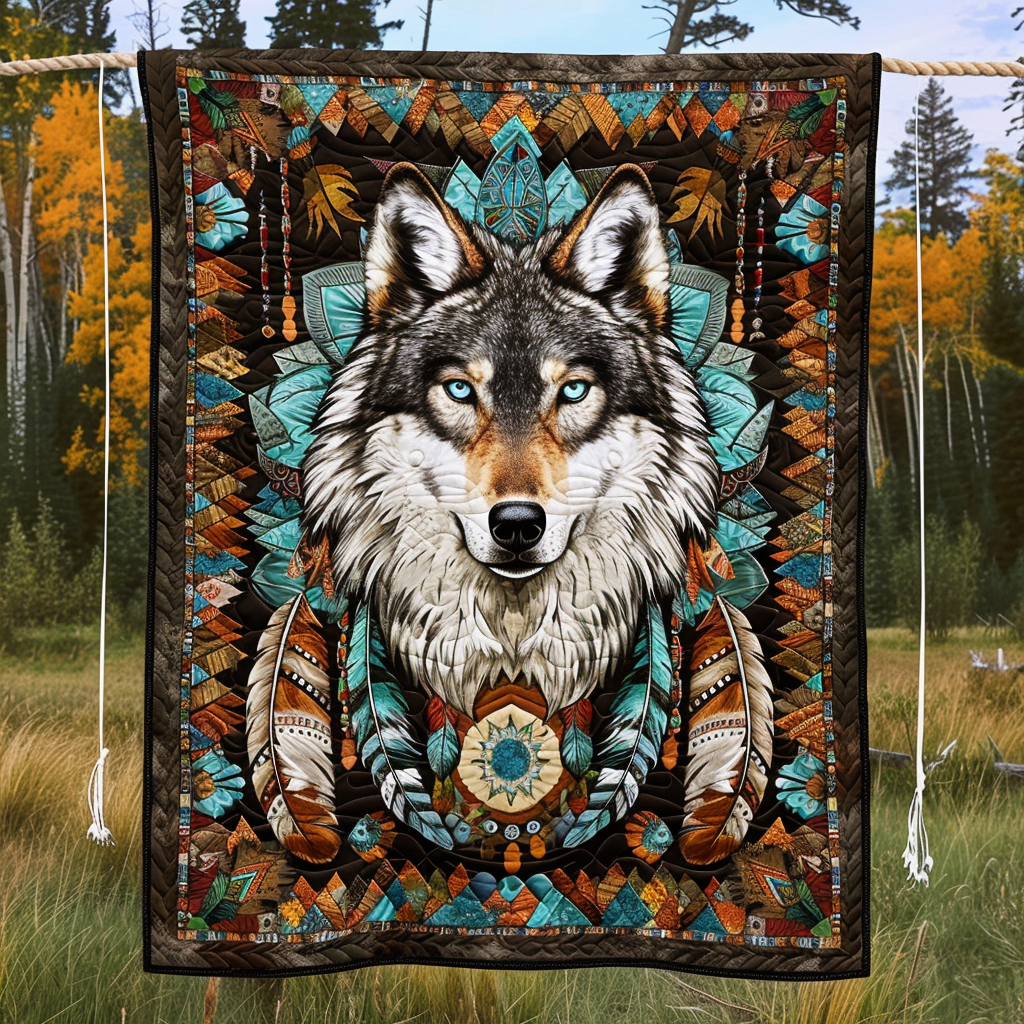 Native Spirit Wolf Quiltet Tæppe NCU0TH137