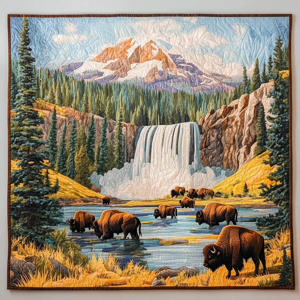 Natur Bison Kunst Quilt Hængende NCU0TL994