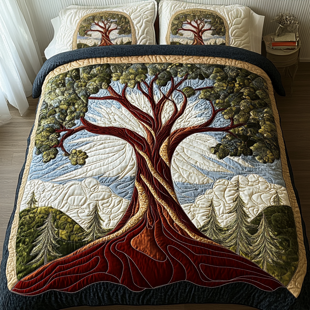 Natur Omfavnelse 3-delt Quilted Sengetøjssæt NCU0DV2178