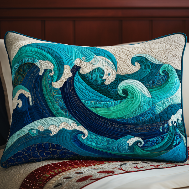 Ocean Waves Quiltet Sengetøj Pude Betræk NCU0NT9951