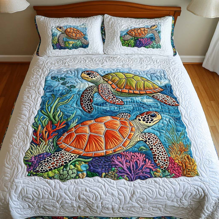 Skildpadde 3-delt Quilted Sengetøj Sæt NCU0VT68