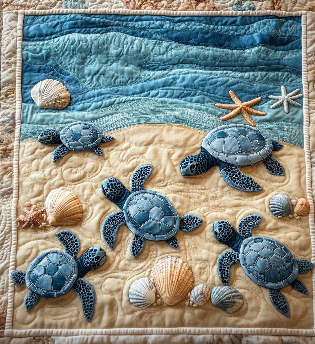 Ocean Waves Quiltet Tæppe NCU0DV2255