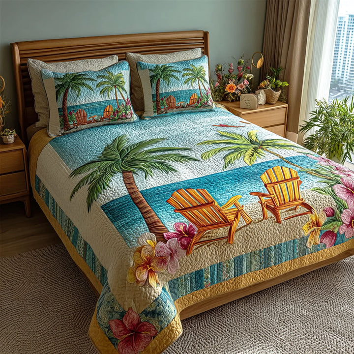 Palm Escape 3-delt Quiltet Sengetøjssæt NCU0TD2601