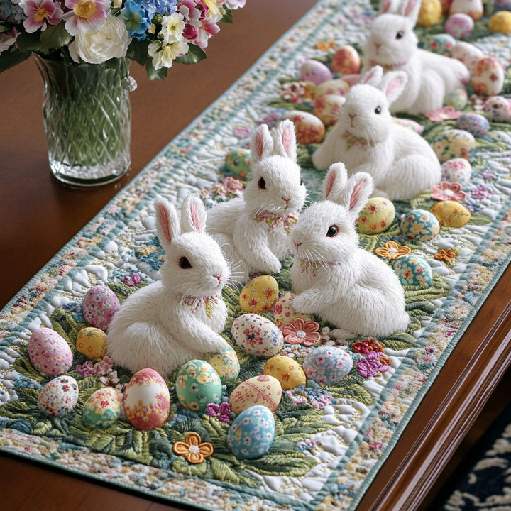 Pastel Kanin Blomster Quiltet Bordløber NCU0NT4817