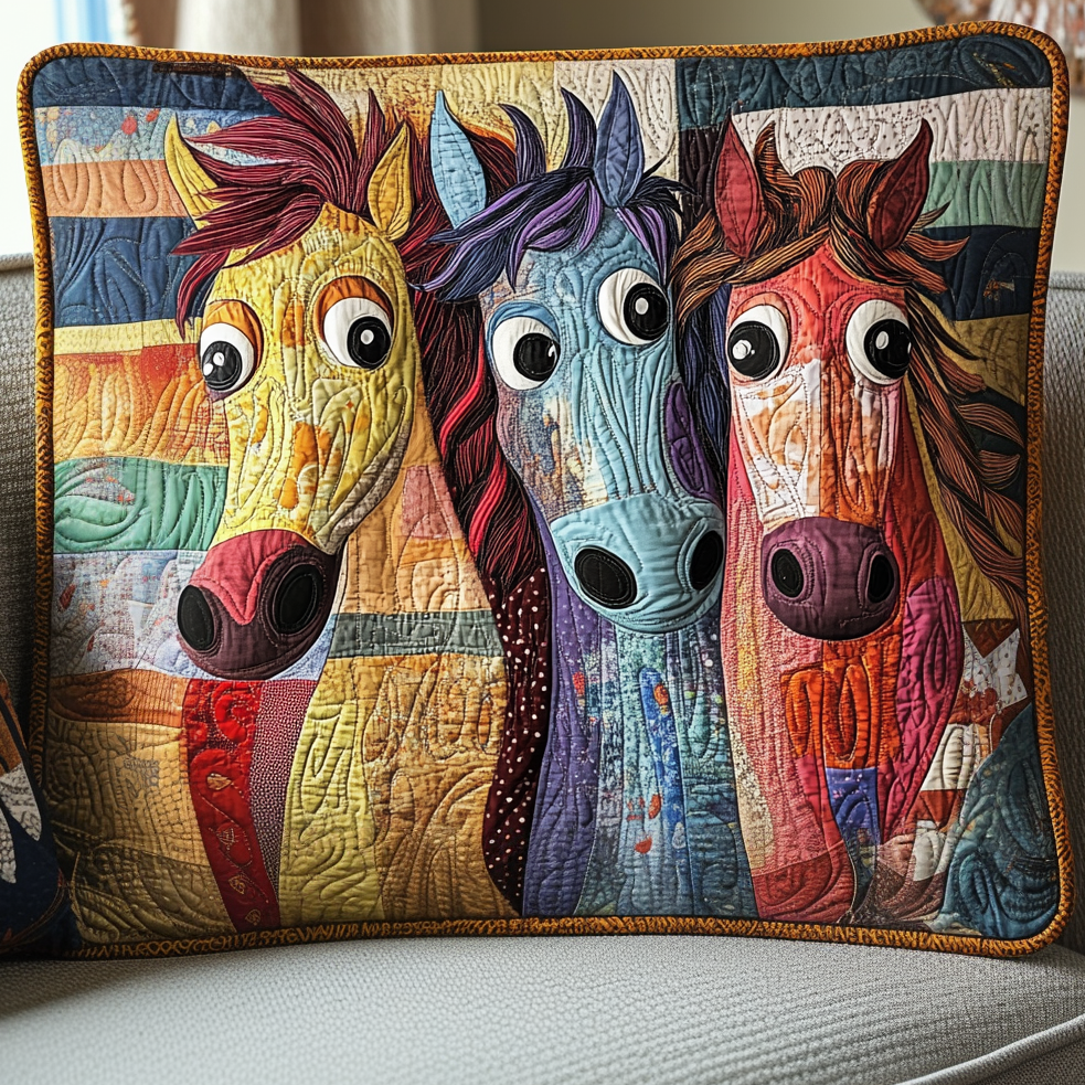 Patchwork Hest Quilted Sengetøj Pude Cover NCU0DV5478
