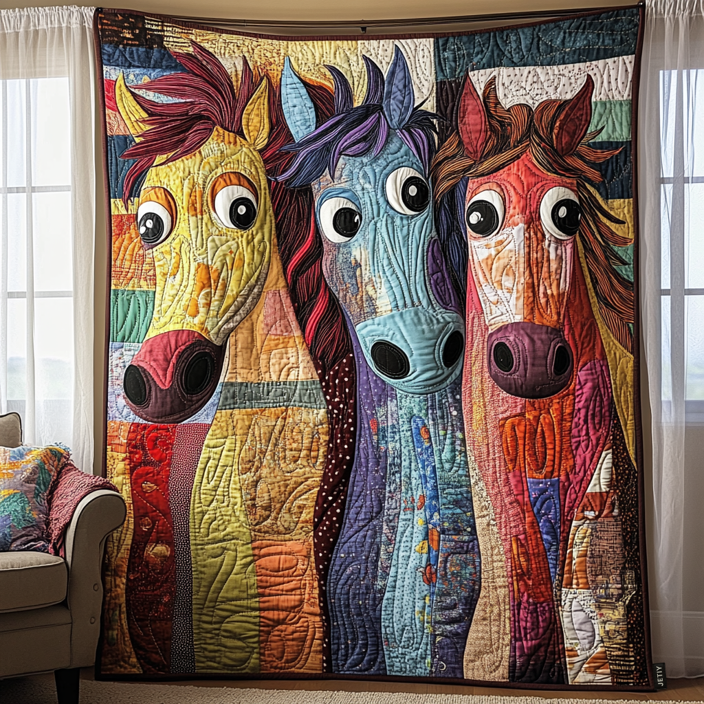 Patchwork Hest Quilted Tæppe NCU0DV5339