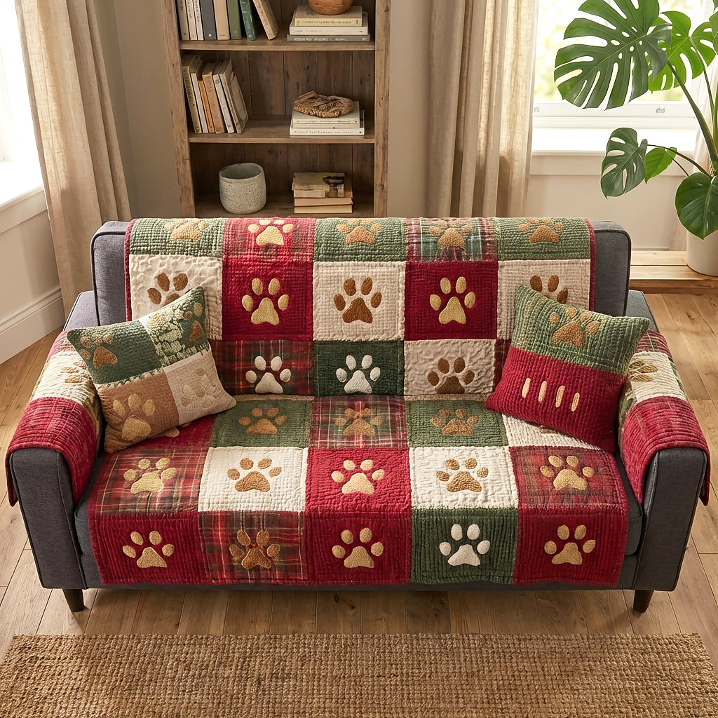 Paw Holiday Quilted Sofa Cover NCU0TV870
