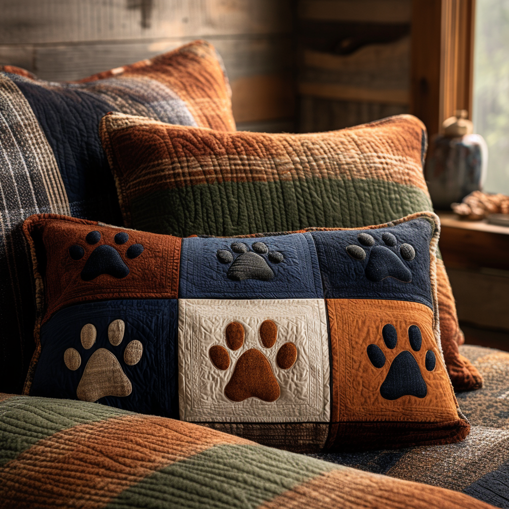Pawprint Meadow Quiltet Sengetøj Pudebetræk NCU0DV8937