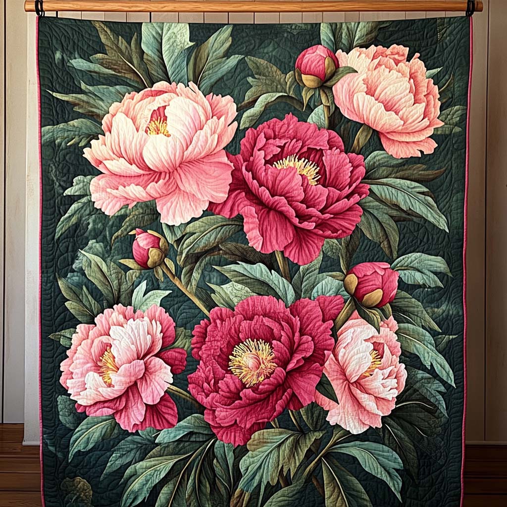 Peony Blooms Kunst Quilt Ophæng NCU0NT846