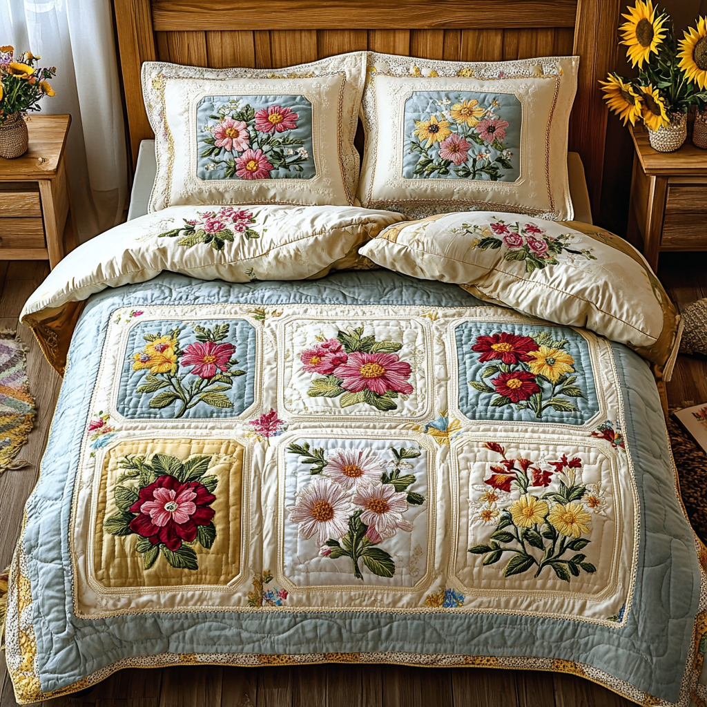 Petal Dreams 3-delt quiltet sengetøjssæt NCU0VL1463