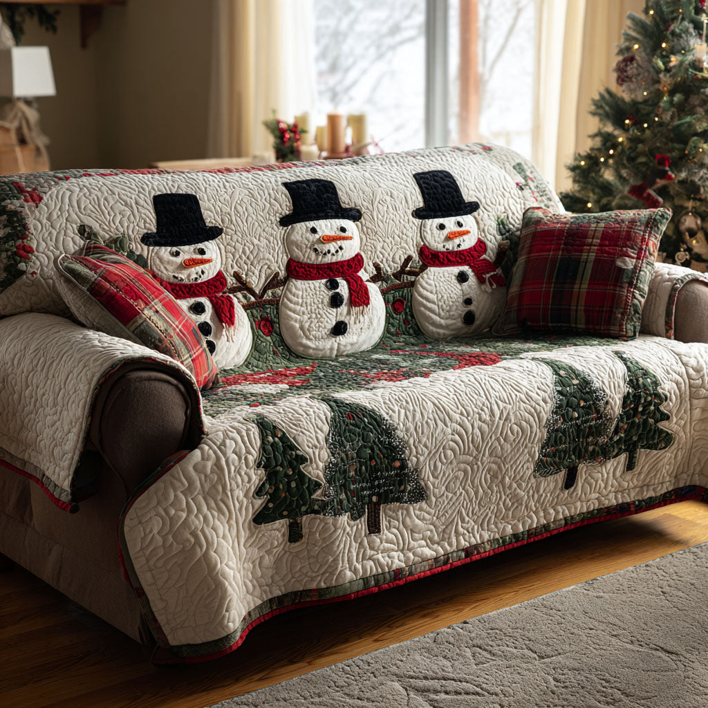Pine Snowmen Quiltet Sofa Dække NCU0TV797