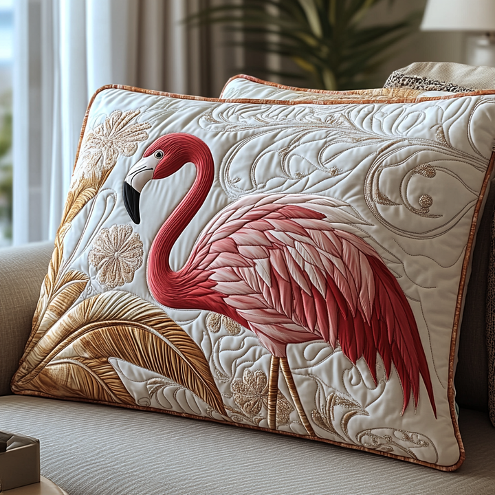 Pink Flamingo Quiltet Sengetøj Pude Betræk NCU0DV6287