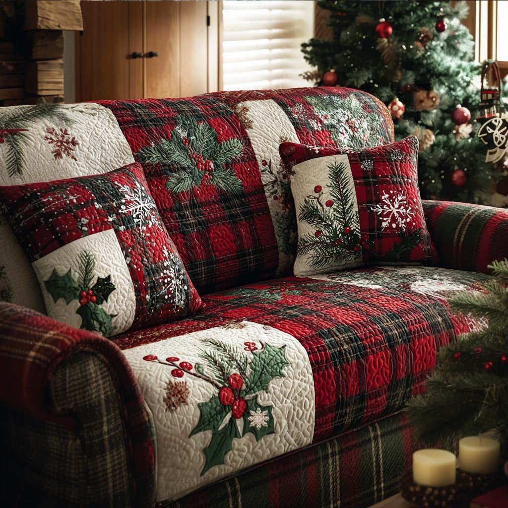 Plaid Flannel Polstret Sofapude NCU0NT10942