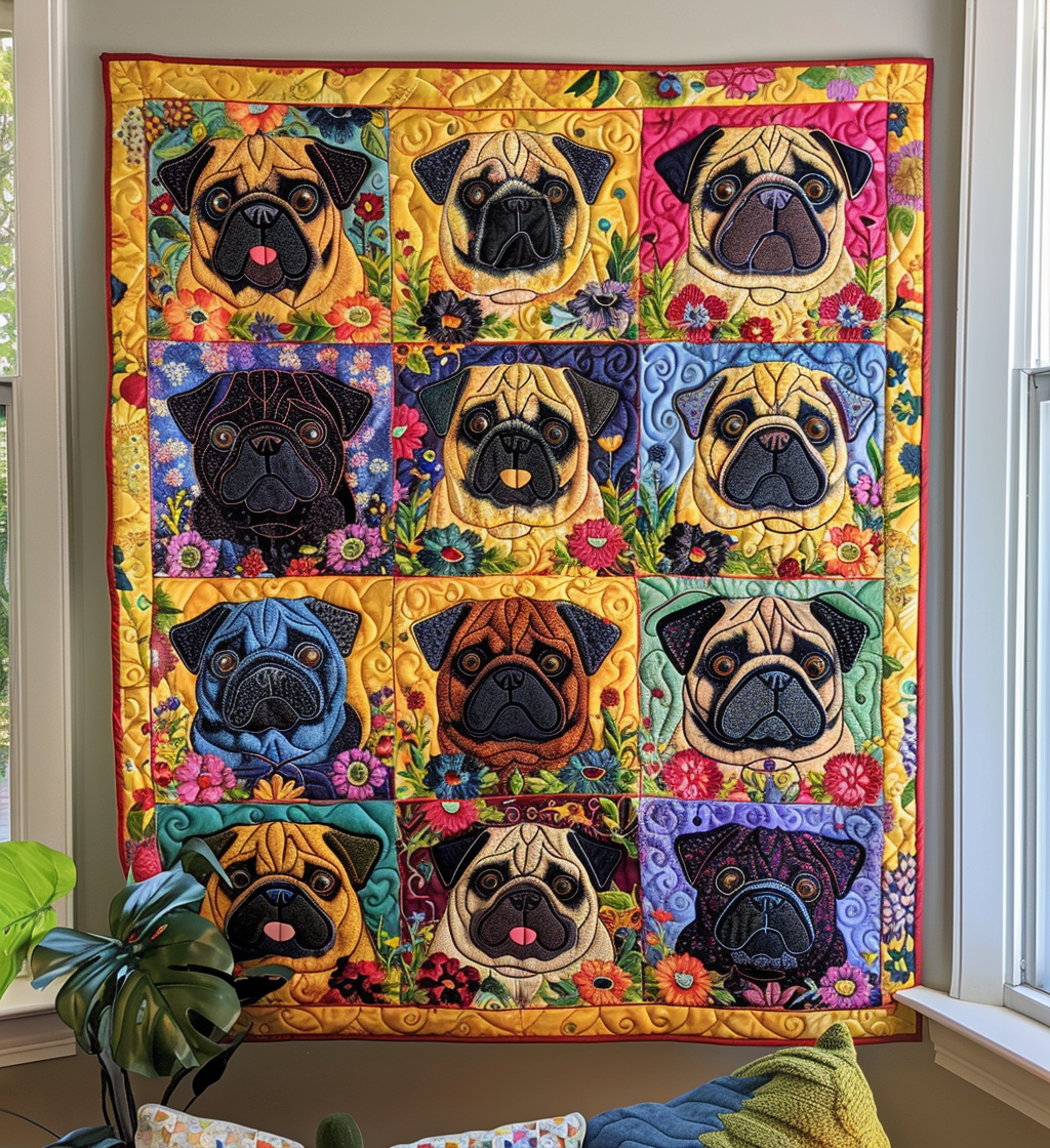 Legesyge Pugs Quiltet Tæppe NCU0VL074
