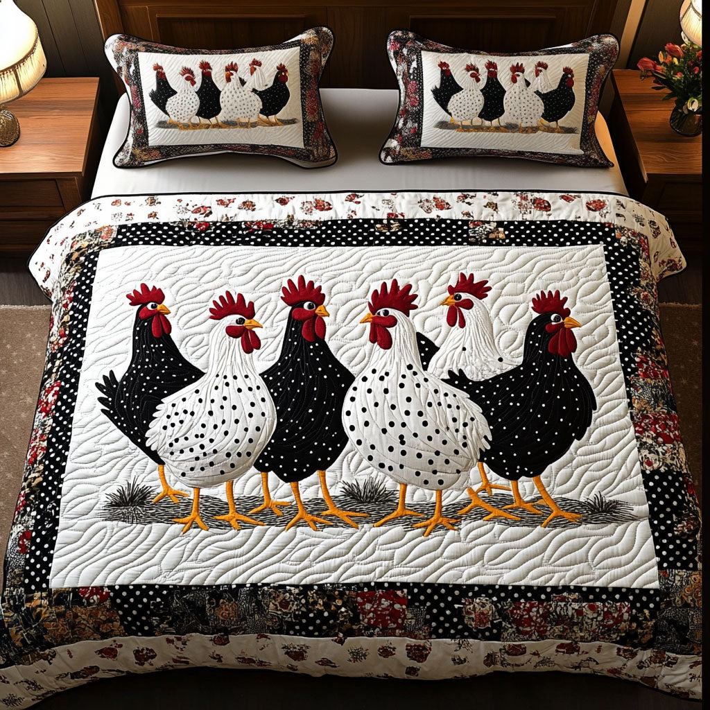 Polka Høns 3-Piece Quilted Bedding Set NCU0NT3533