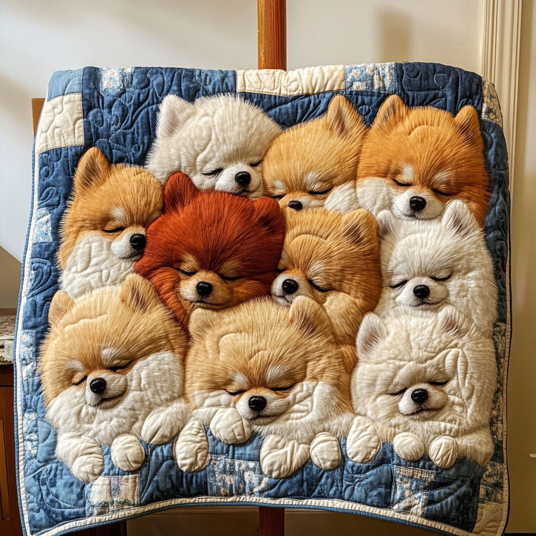 Pomeranian Fluff Quiltet Tæppe NCU0PT1915