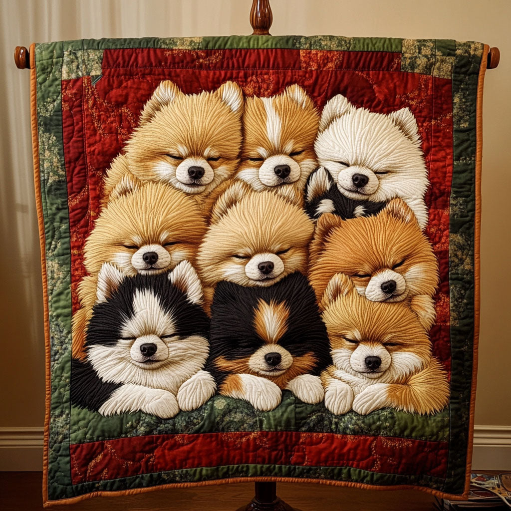 Pomeranian Pals Quiltet Tæppe NCU0PT1917