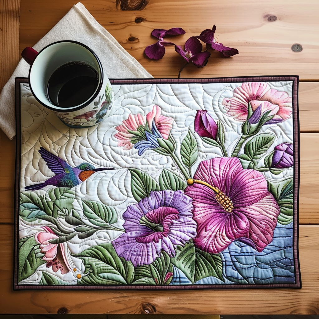 Lilla Kolibri Blomster Quiltet Bordskåner NCU0TL043