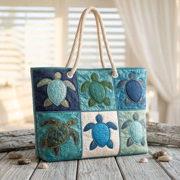 Strandtaske - Blå Skildpadde