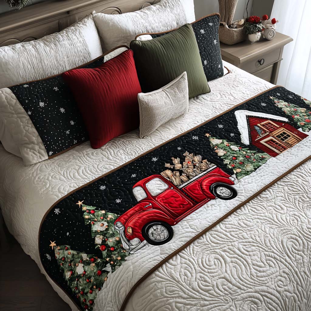 Rød Lastbil Quilted Bed Runner NCU0NT9606