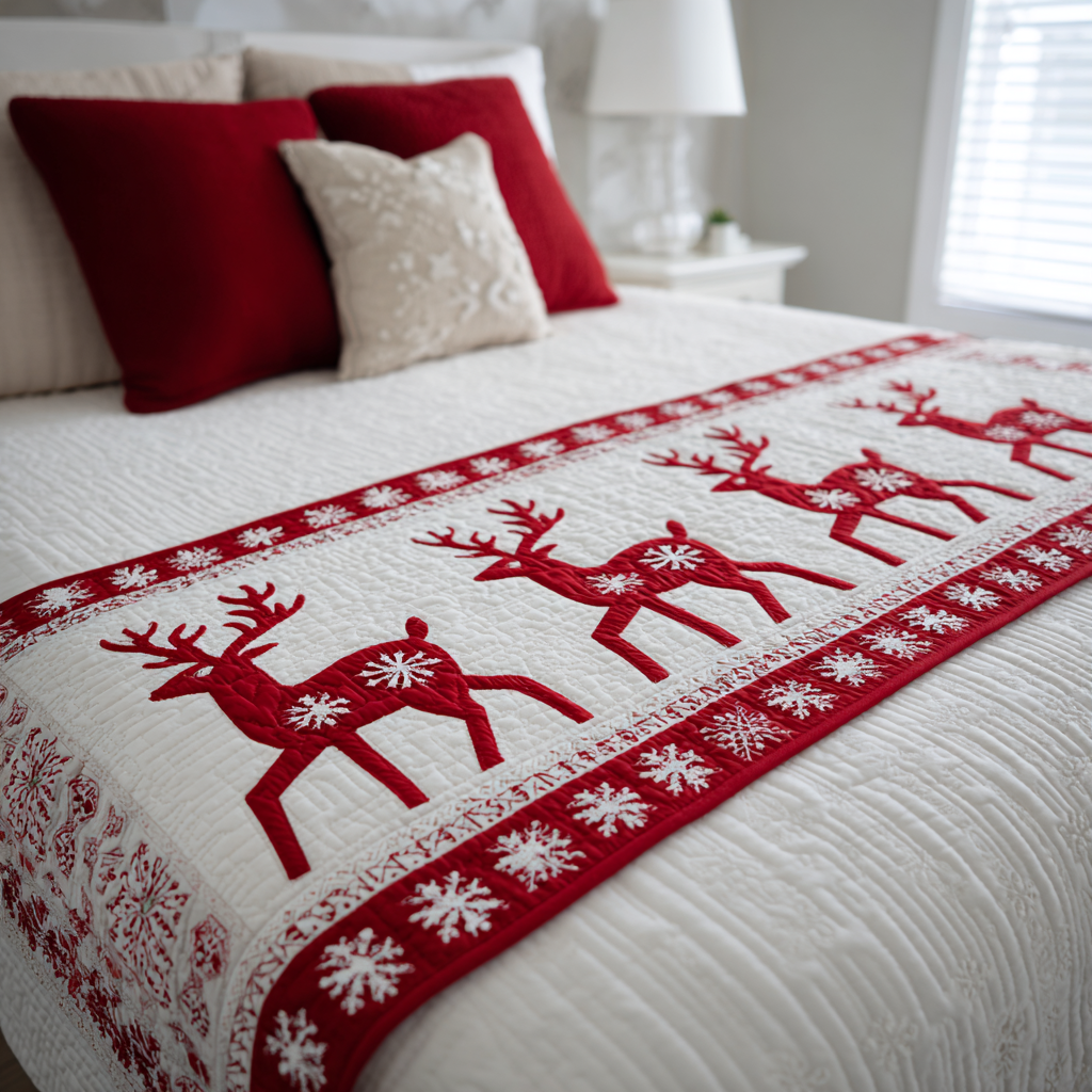 Rensdyr Delight Quiltet Senge Løber NCU0DK10012