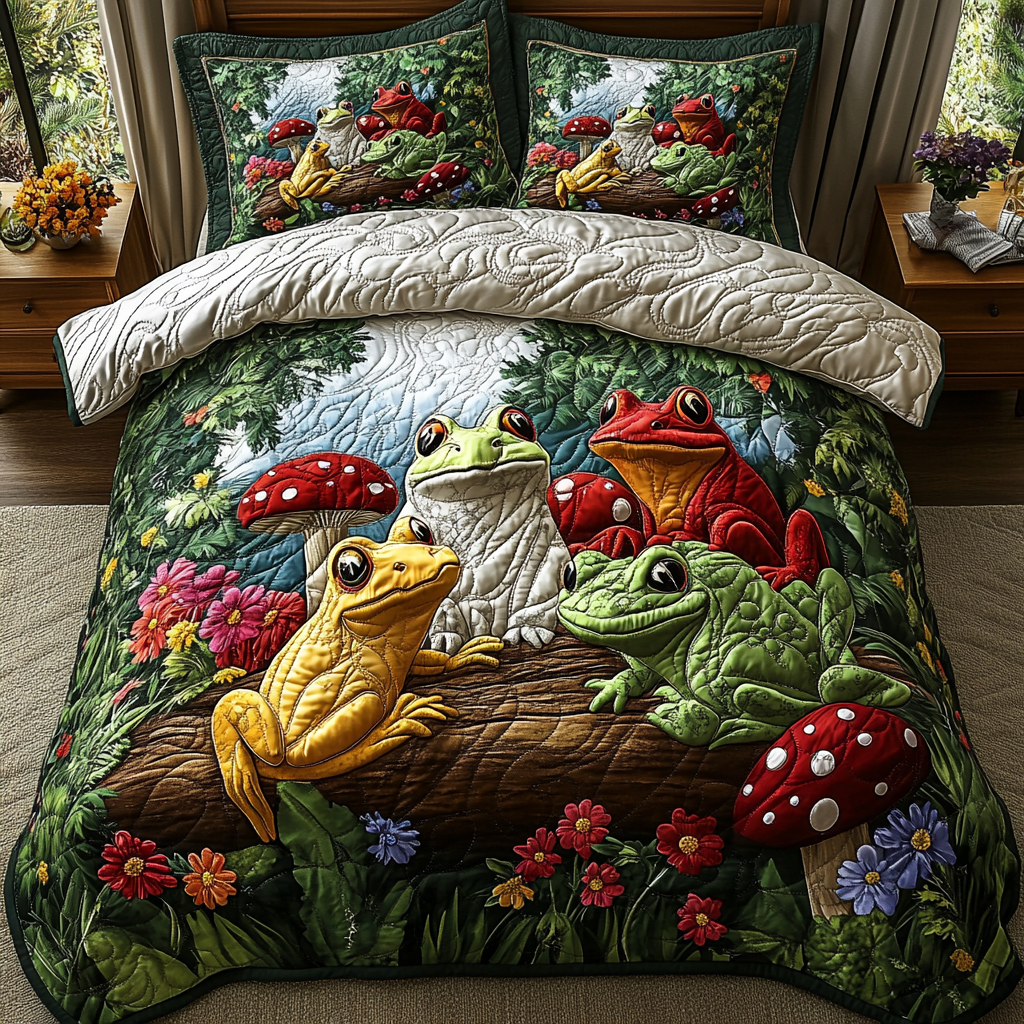 Ribbit Radiance 3-delt quiltet sengetøjssæt NCU0DV3248