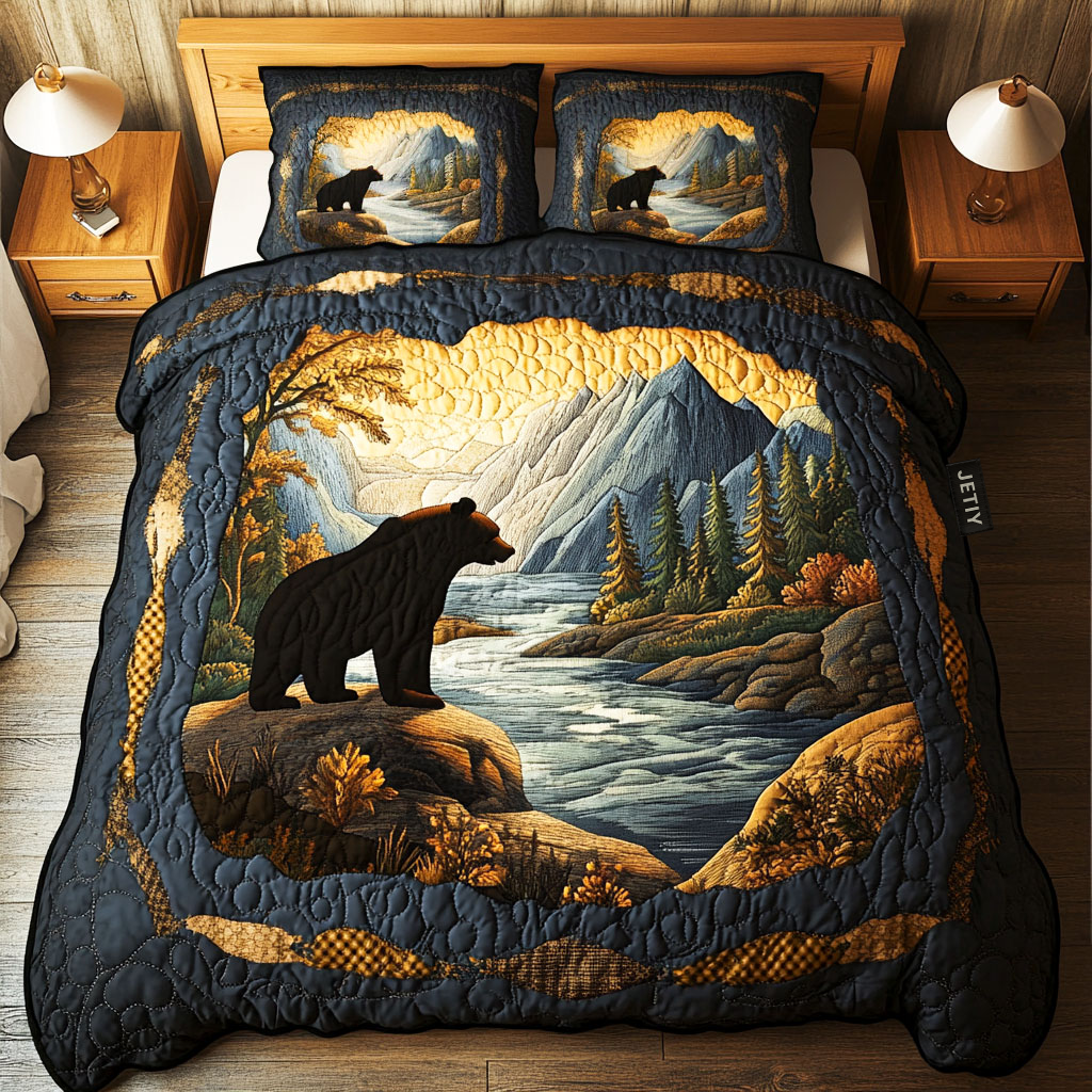 River Bear Serenity 3-delt quiltet sengetøjssæt NCU0NT3062