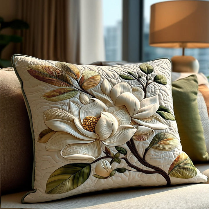 Rustik Magnolia Blomst Quilted Sengetøj Pude Betræk NCU0PT7895