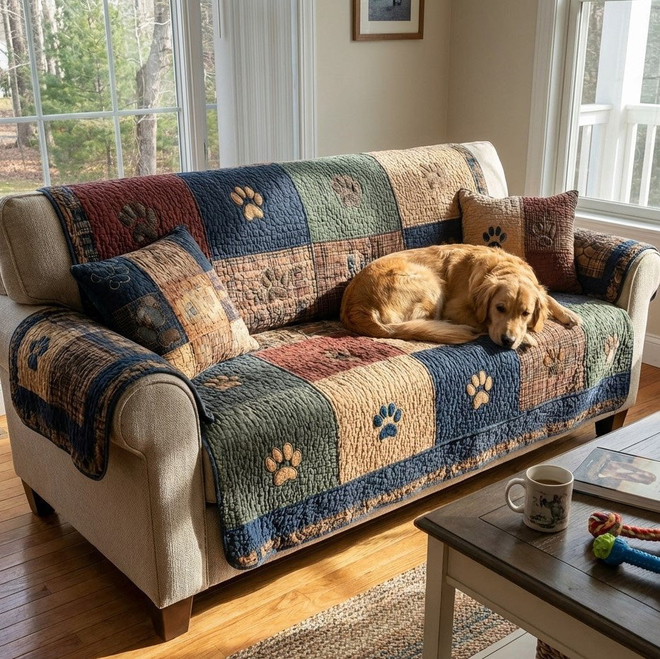 Rustik Paw Quiltet Sofa Dække NCU0TV874